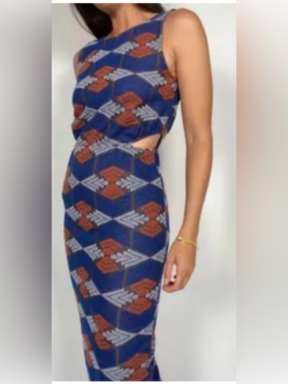 Mango geometric midi dress with side cutouts
